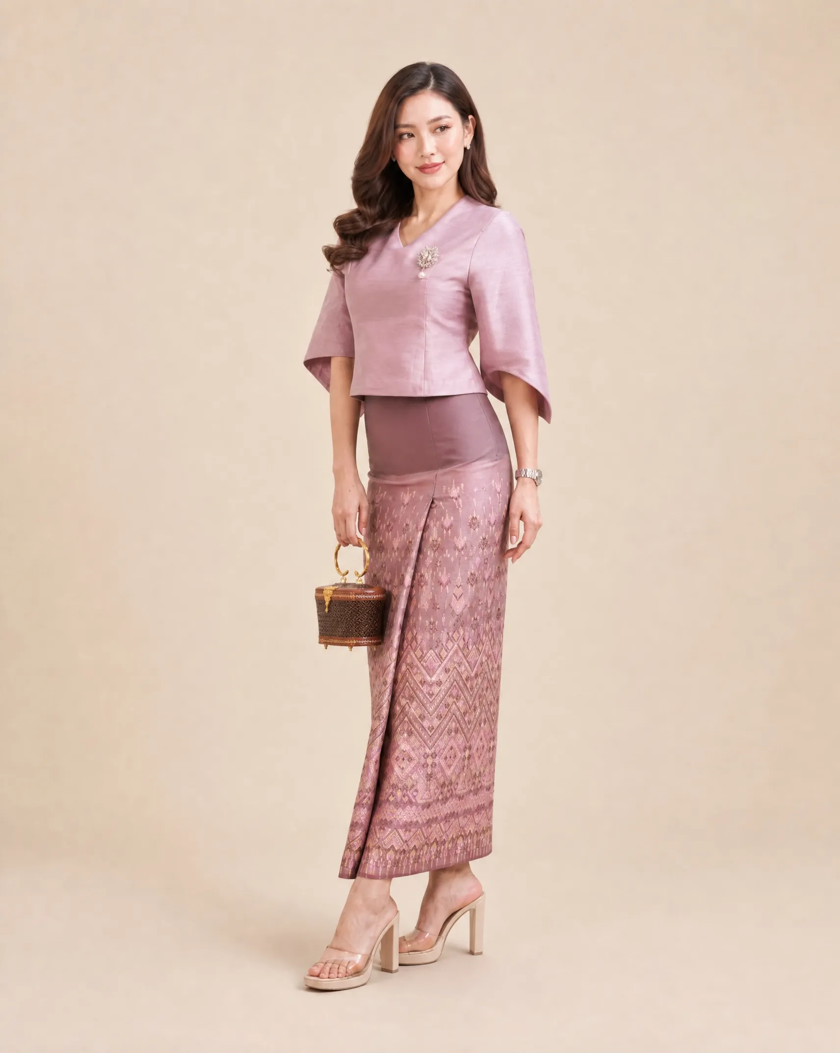 The Pathumma Thai Silk Set (Blush Pink) - Image 2