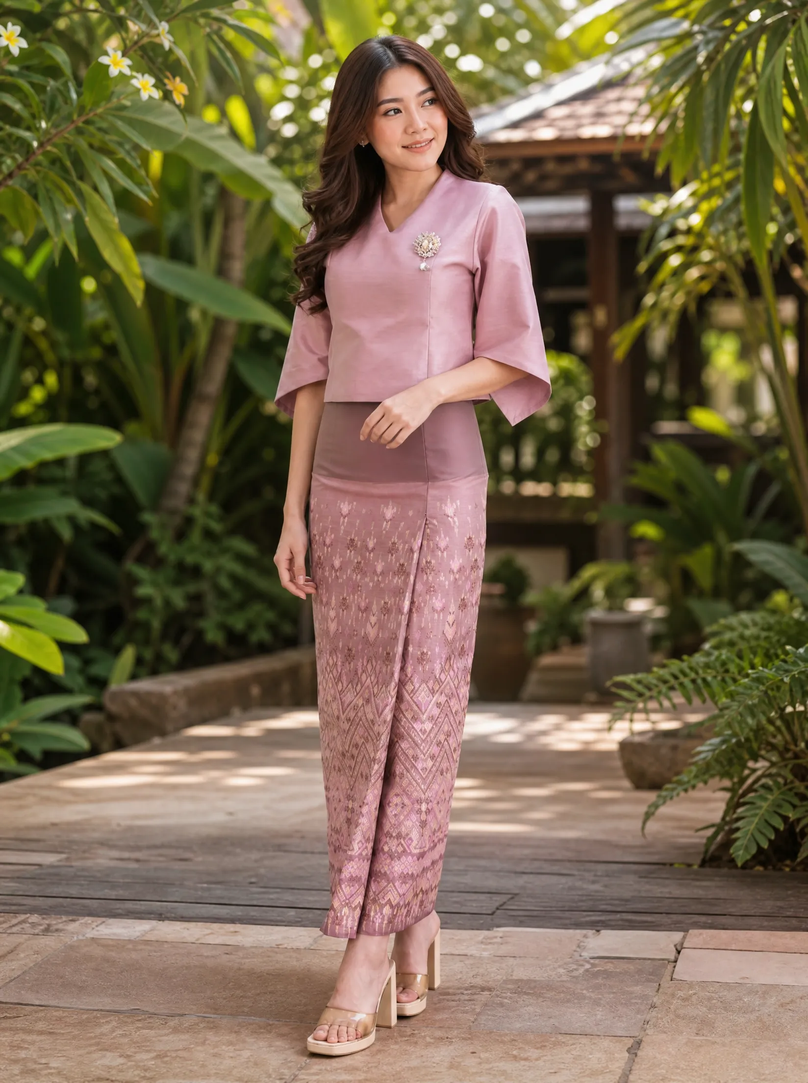The Pathumma Thai Silk Set (Blush Pink) - Image 7