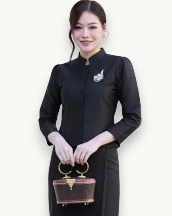 The Damri Thai Silk Blouse (Onyx Black)