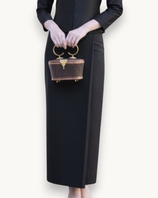 The Damri Thai Silk Skirt (Onyx Black)