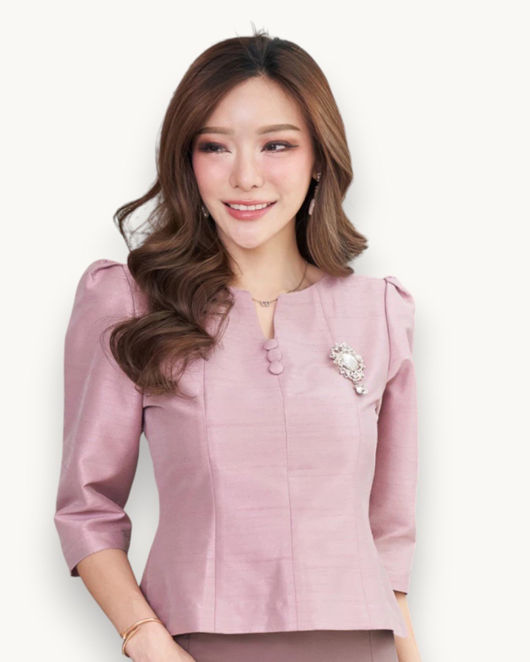 The Ubon Thai Silk Blouse (Blush Rose) - Image 3