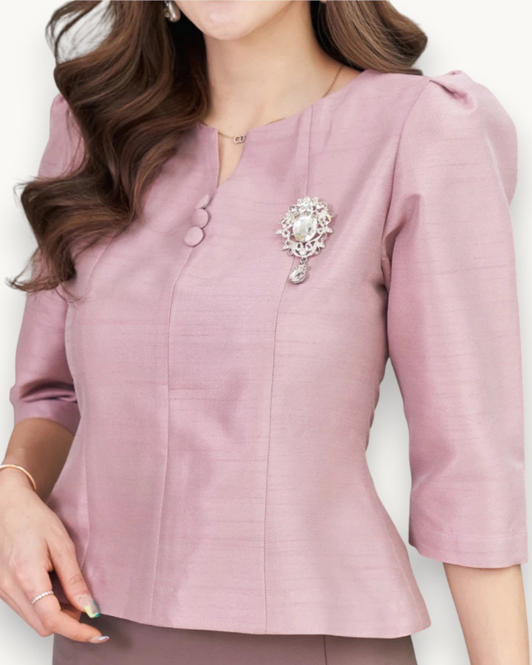 The Ubon Thai Silk Blouse (Blush Rose) - Image 4