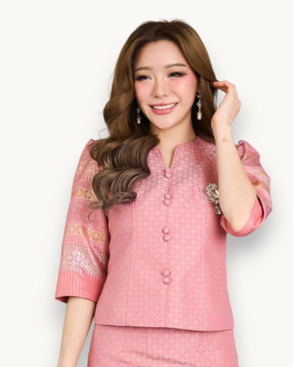 The Tawan Thai Silk Blouse (Blush Gold)