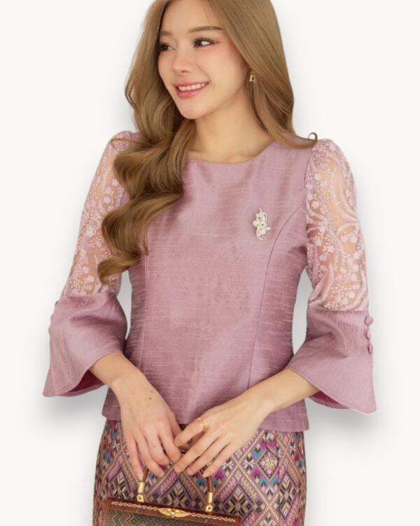 The Natee Thai Silk Blouse (Rosewater Pink)