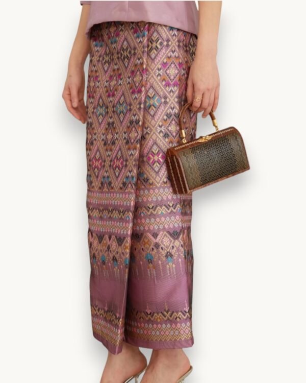 The Natee Thai Silk Skirt (Rosewater Pink)