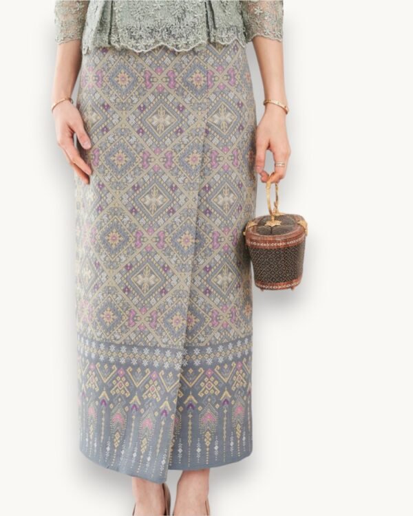 The Ploy Thai Silk Skirt (Serene Teal)