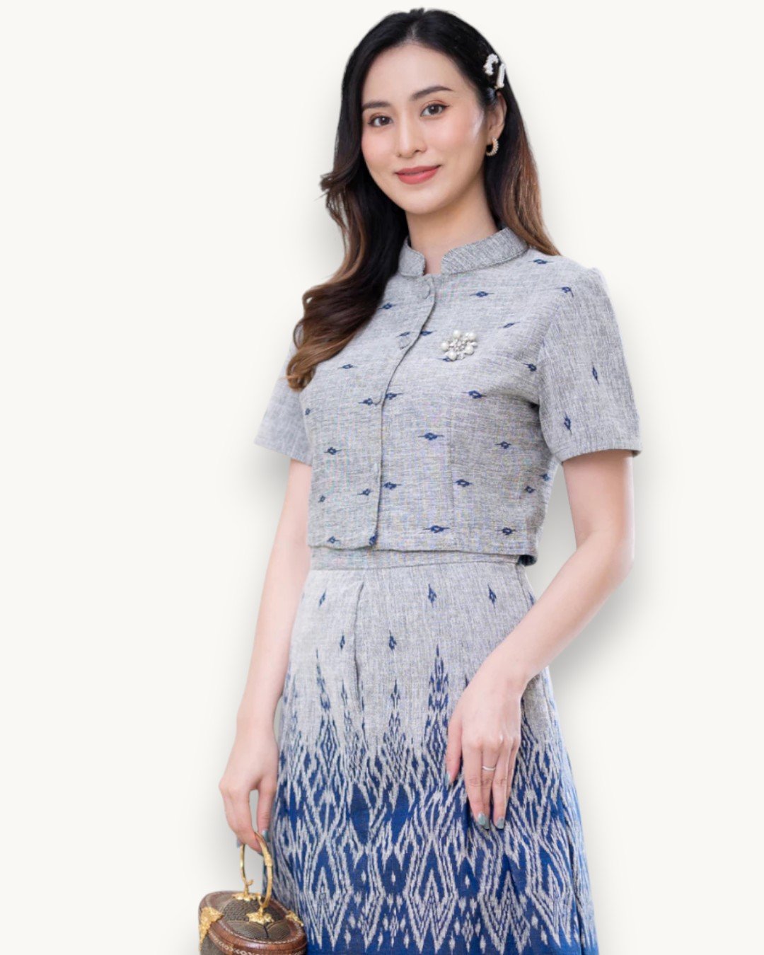 The Thong Thai Silk Set (Slate Sapphire) - Image 4