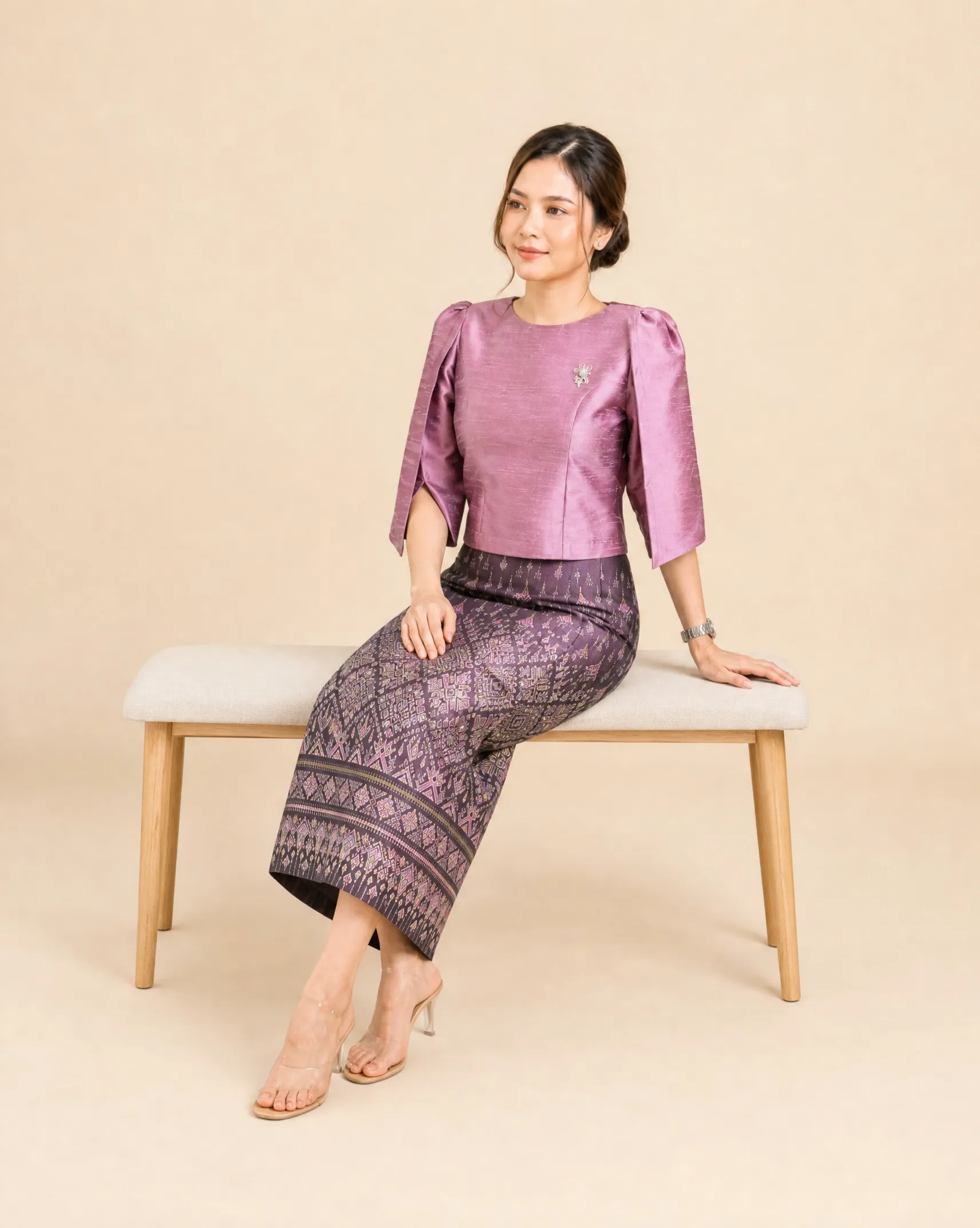 The Phka Thai Silk Set (Lotus Pink) - Image 5