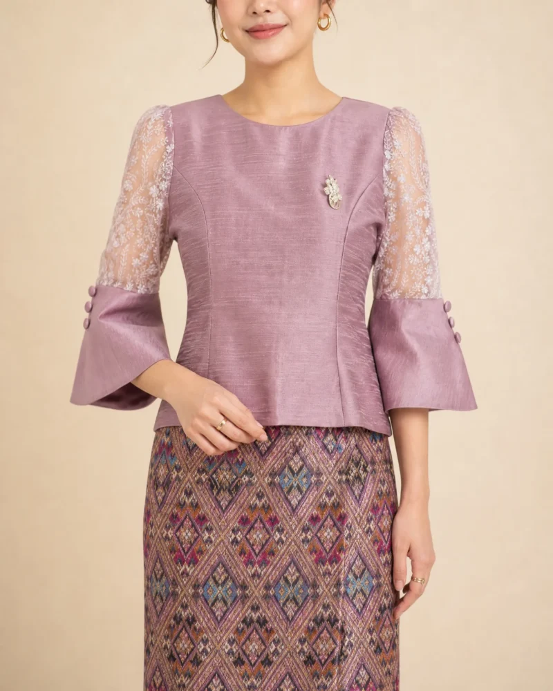 The Natee Thai Silk Blouse (Rosewater Pink)