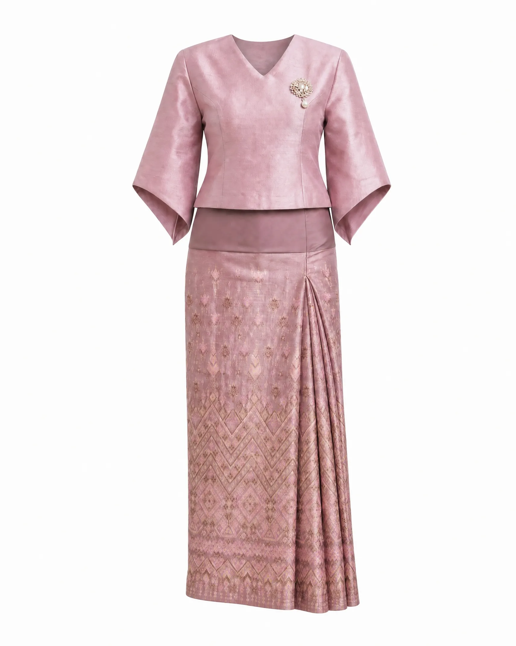 The Pathumma Thai Silk Set (Blush Pink) - Image 6