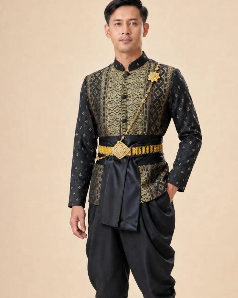 The Thanakrit Thai Chong Kraben Set (Black & Gold)