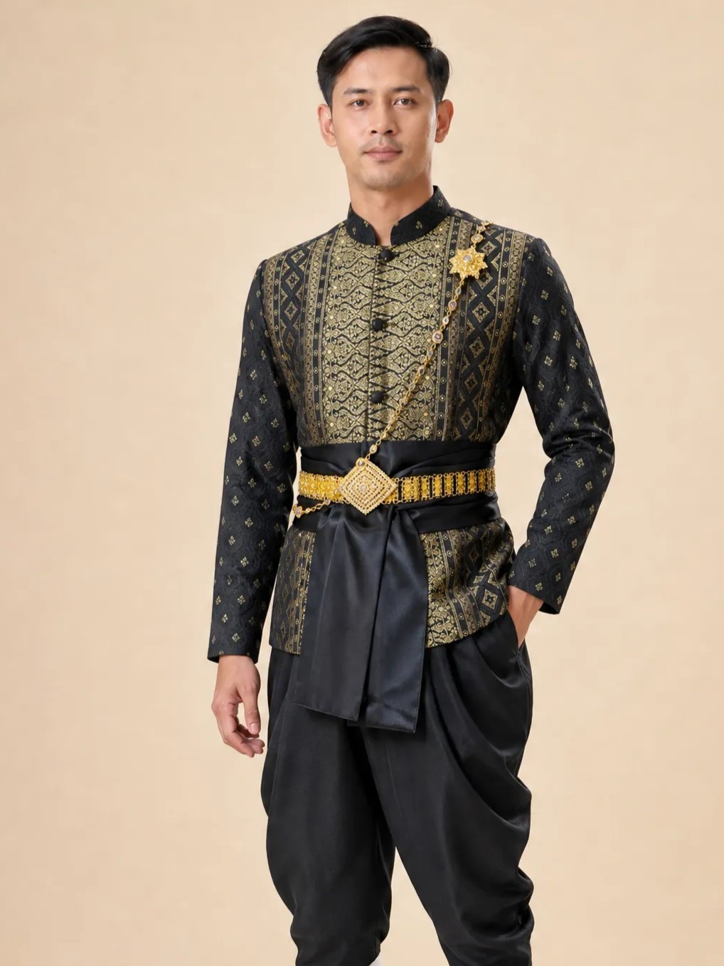 The Thanakrit Thai Chong Kraben Set (Black & Gold)