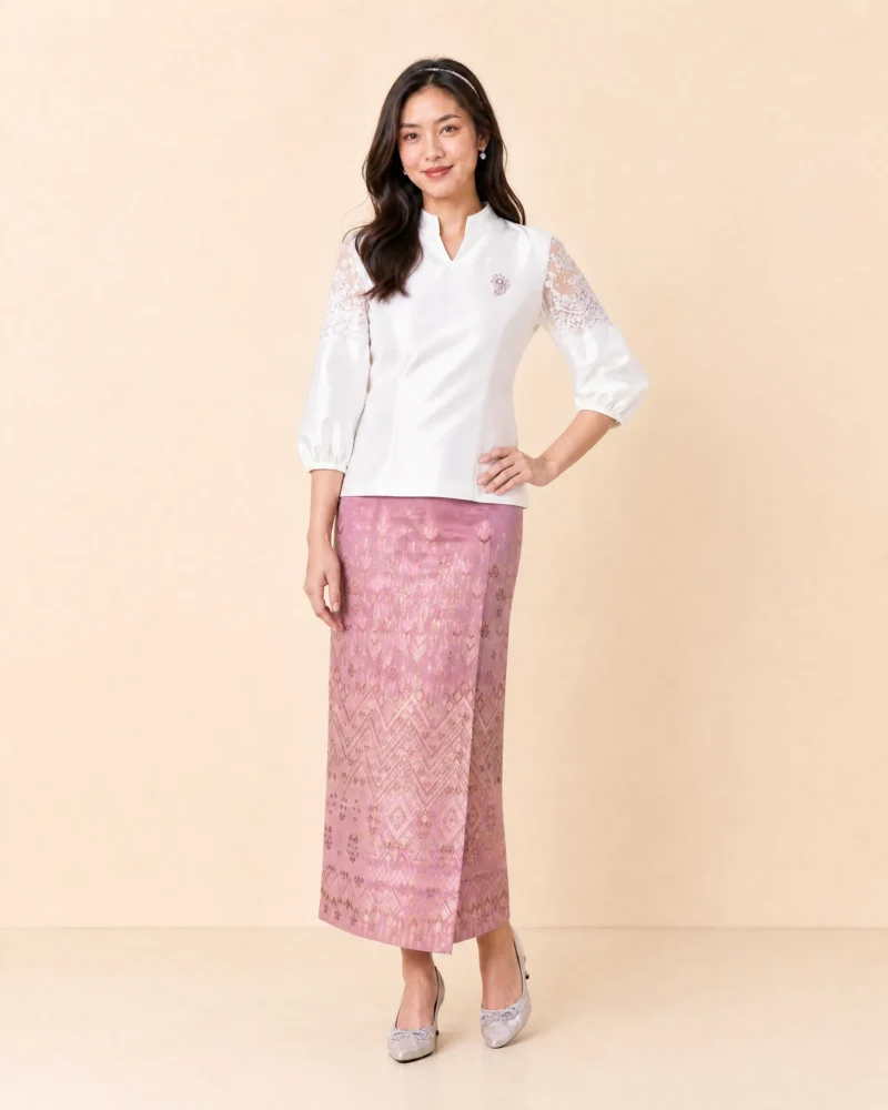 The Thipawan Thai Silk Set (Ivory Lace & Rose)