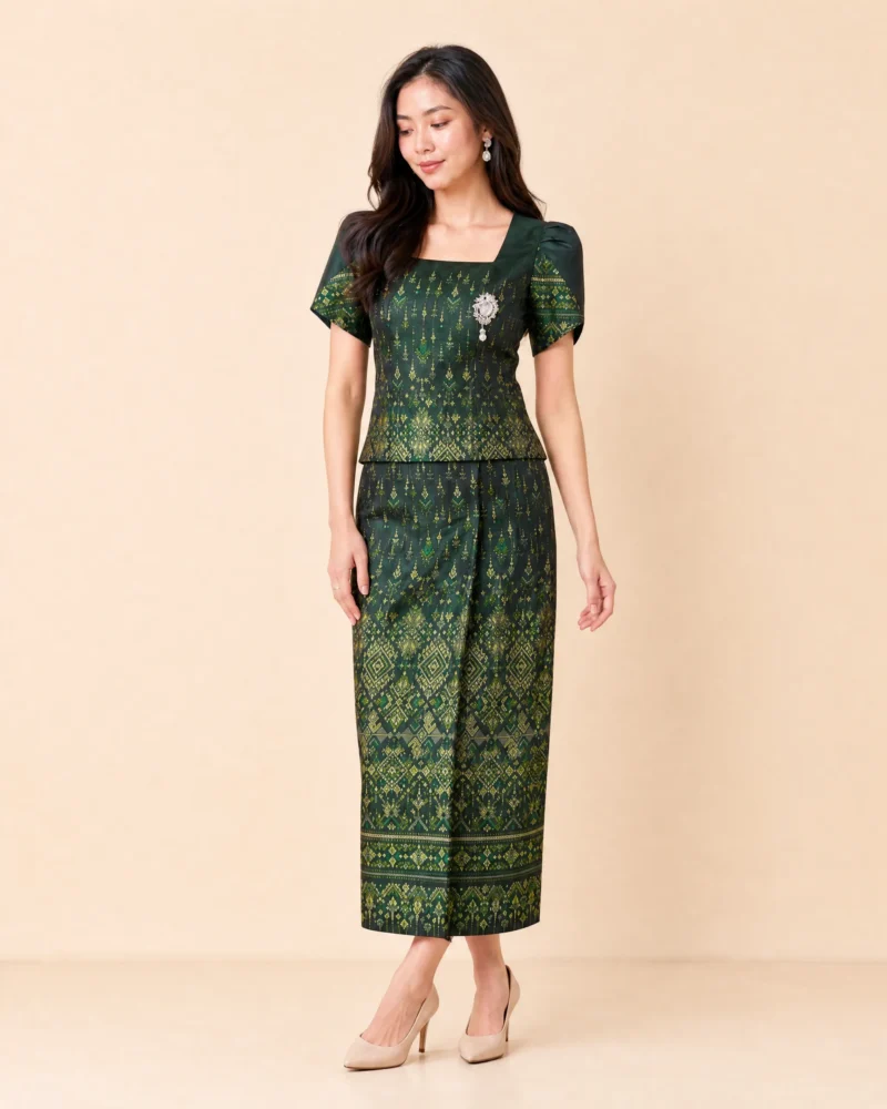 The Mali Thai Prae Wa Silk Set (Emerald)