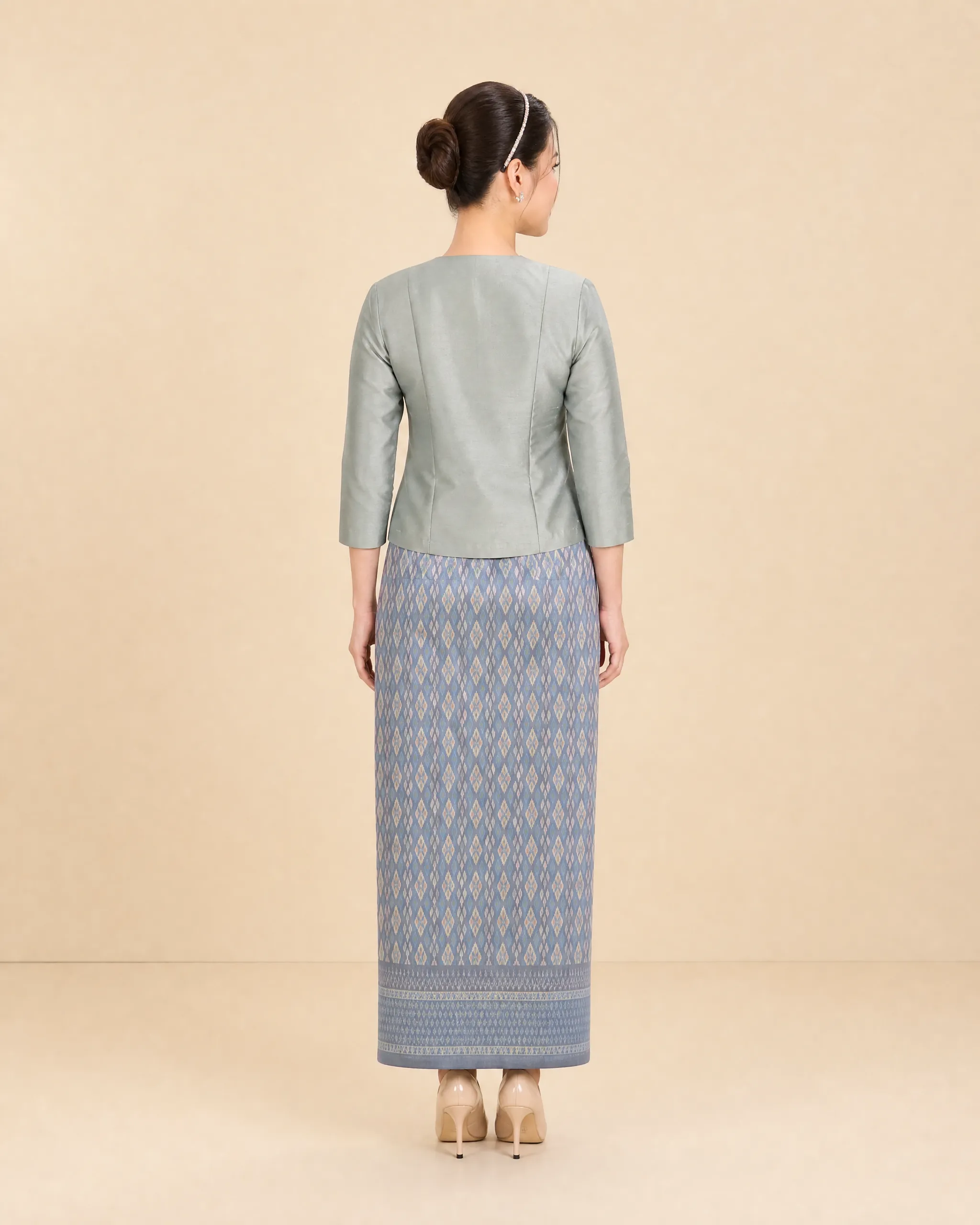 The Achara Thai Silk Set (Sage & Blue Grey) - Image 2