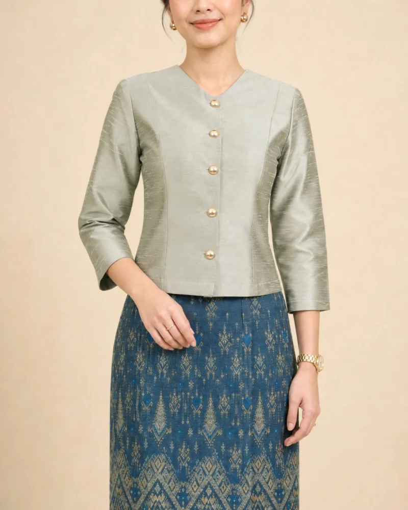 The Duangjai Thai Silk Blouse (Sage)