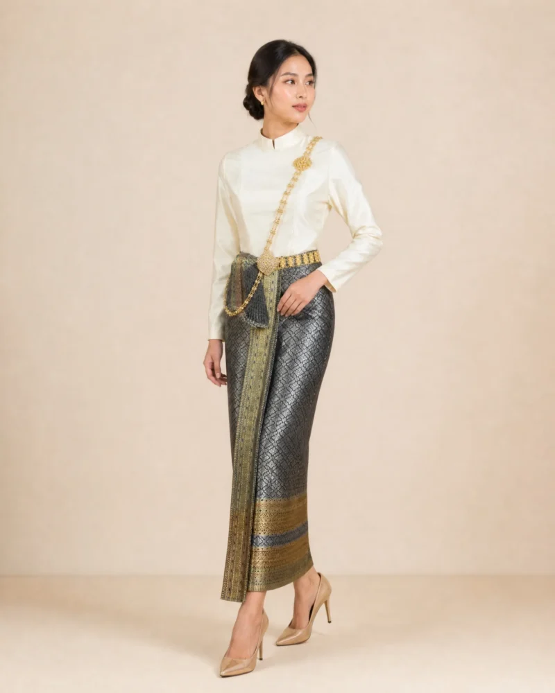 The Narisara Thai Boromphiman Blouse & Pha Sin Set