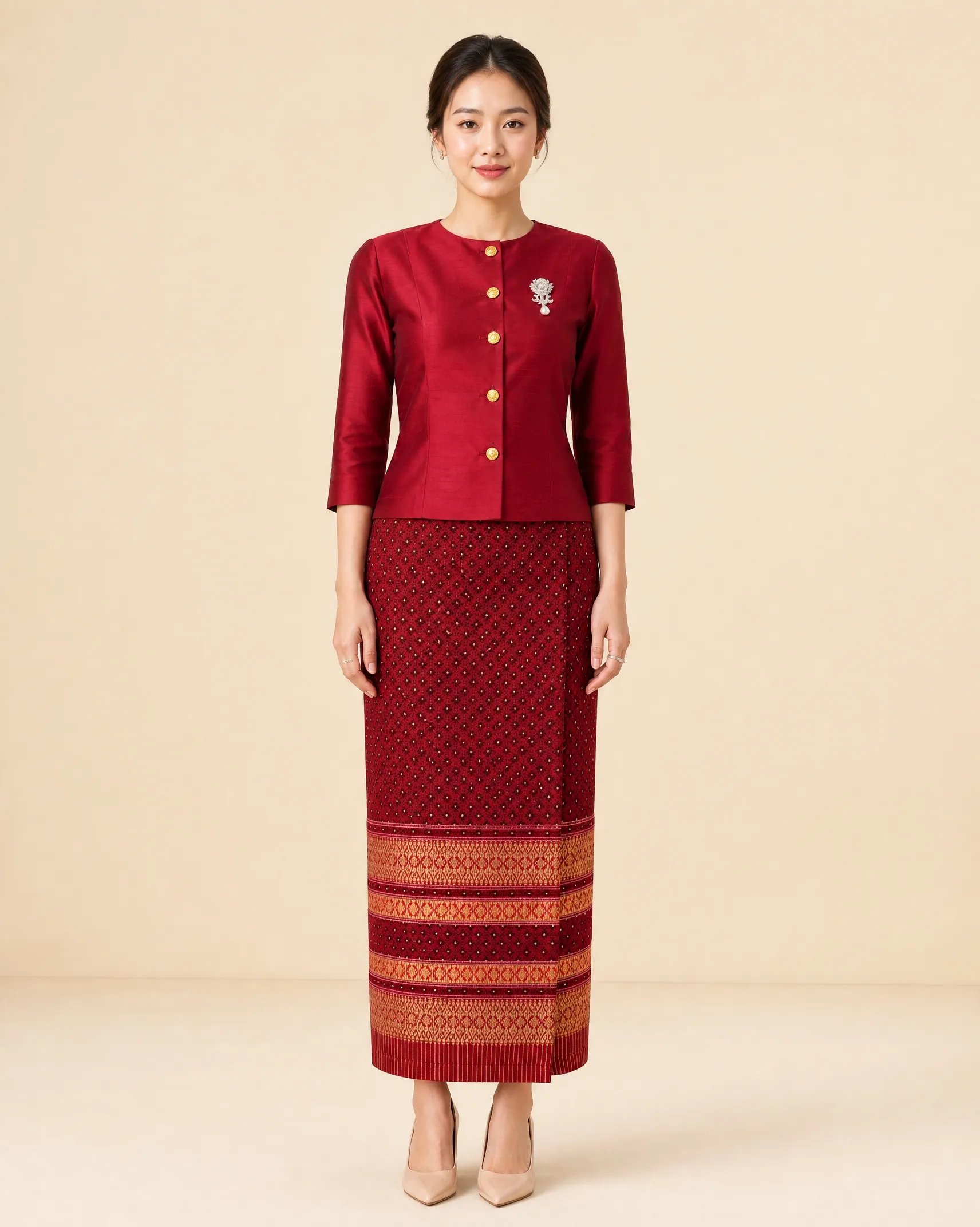 The Saowalak Thai Silk Set (Ruby) - Image 8