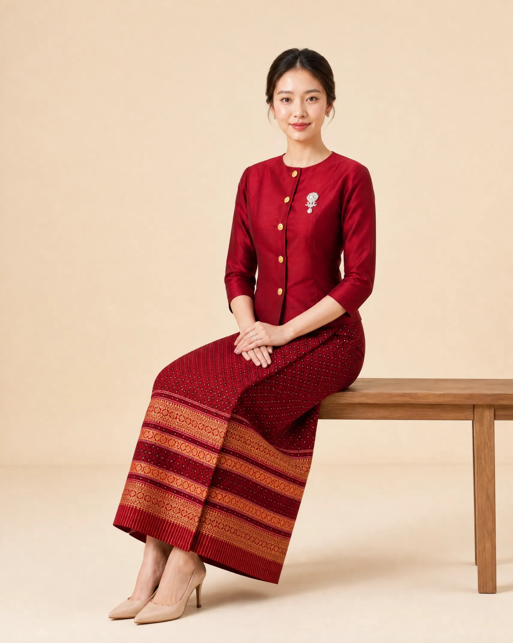 The Saowalak Thai Silk Set (Ruby) - Image 3