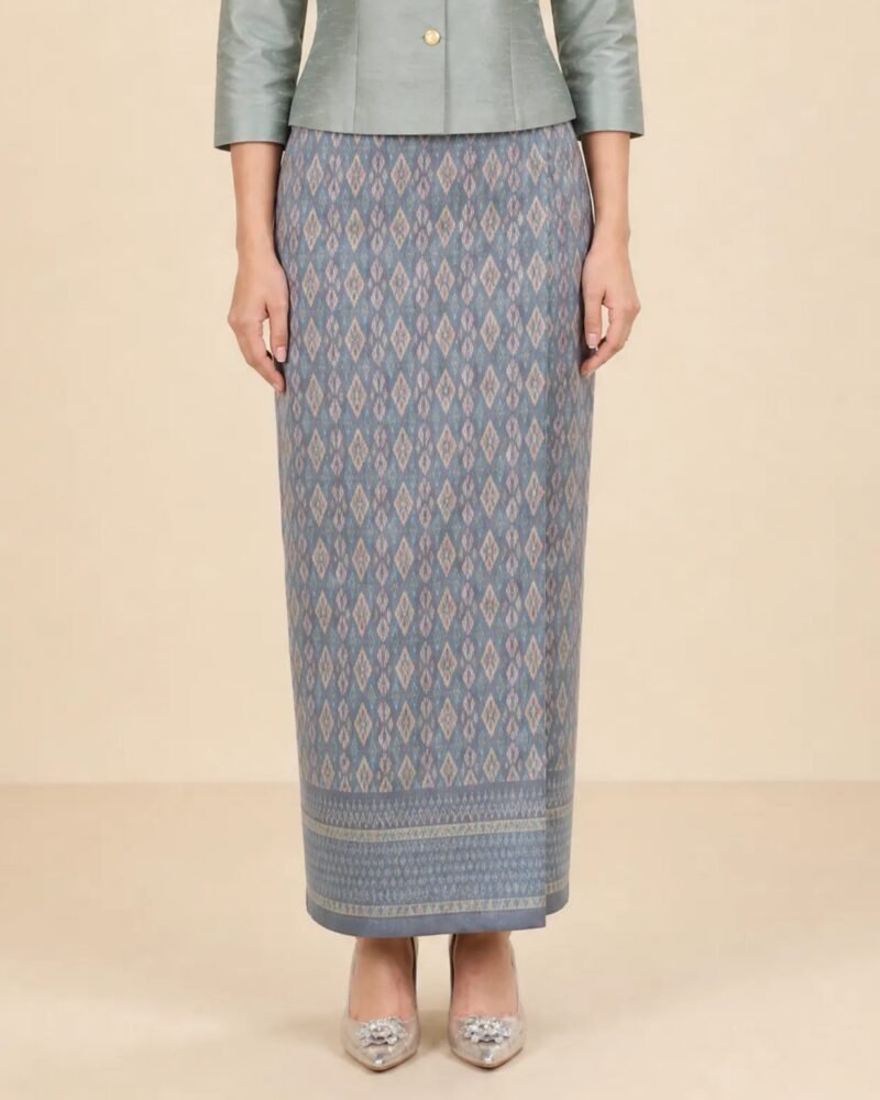 The Achara Thai Brocade Pha Sin (Blue Grey)