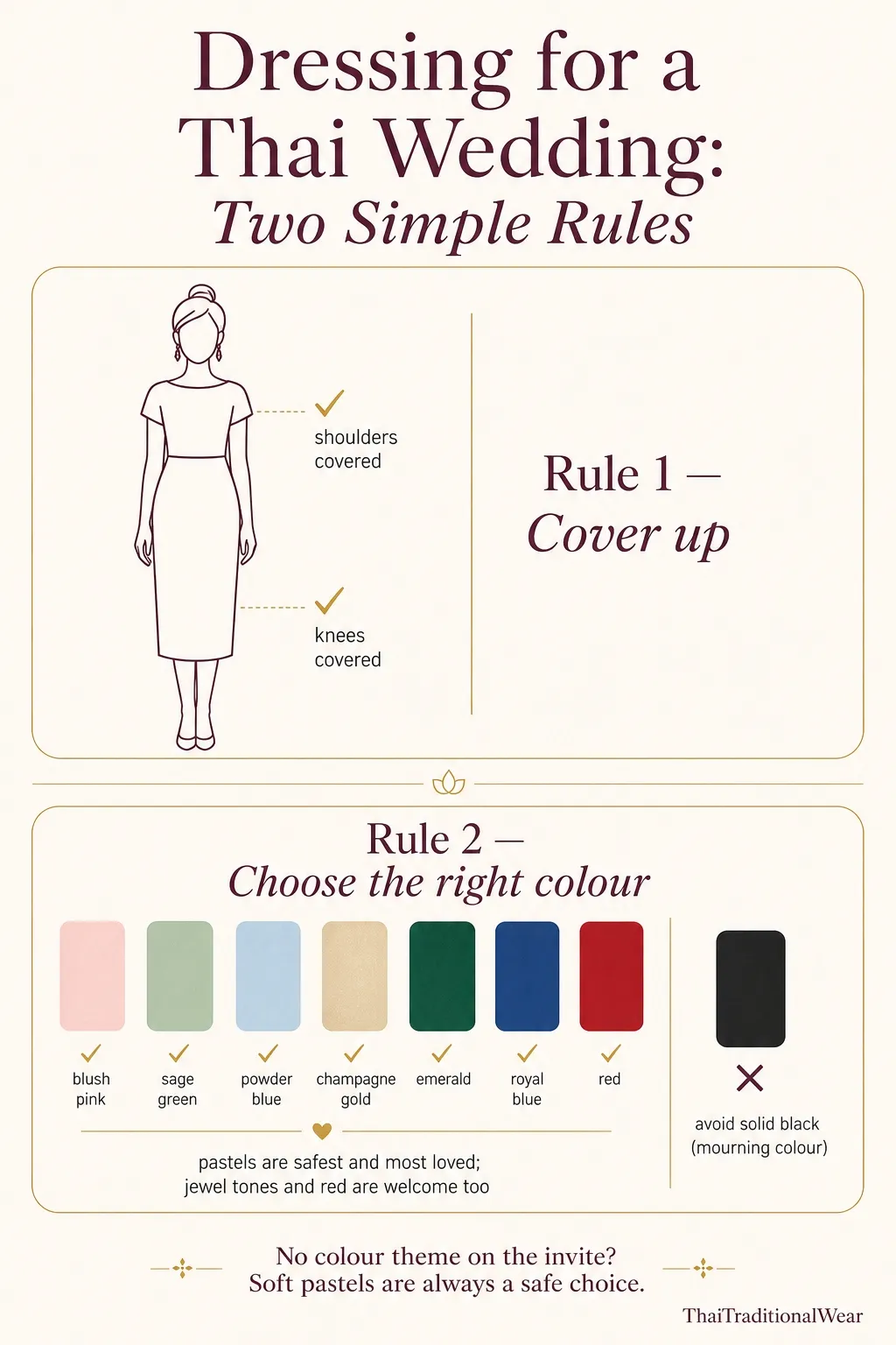 Two golden rules — modesty + colour