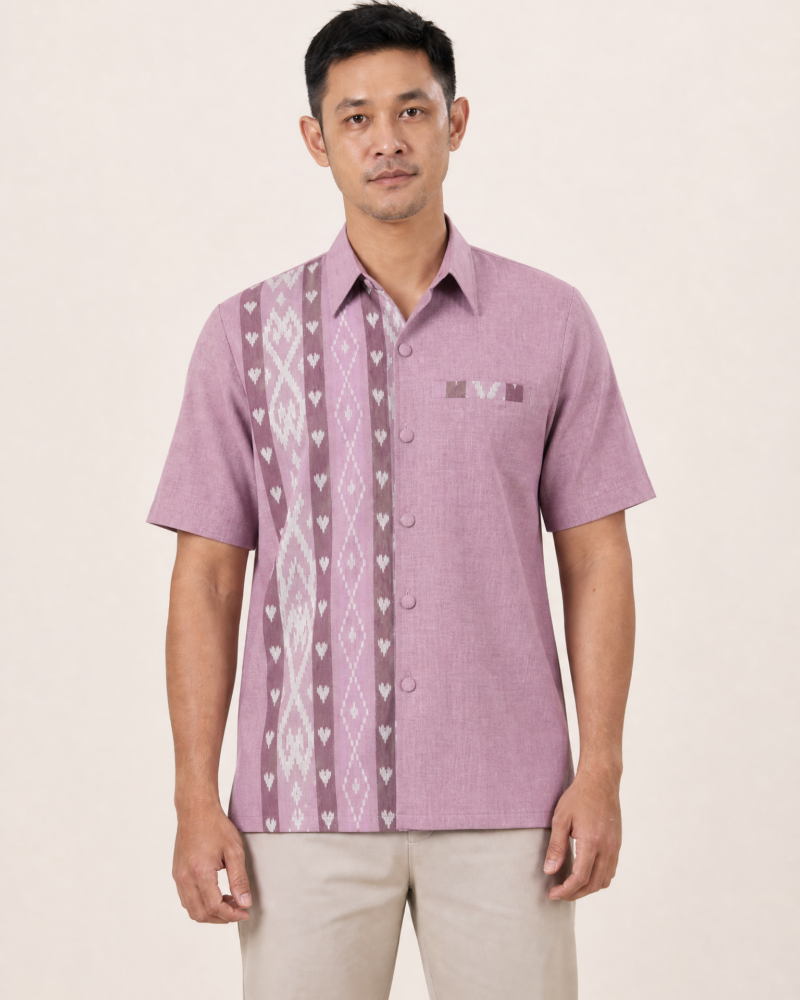 The Sakchai Mauve Thai Pattern Shirt