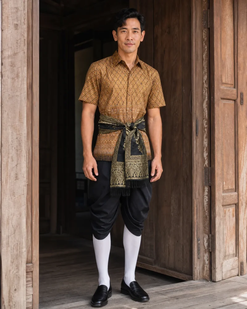 The Det Printed Chut Thai — Elephant Sash (Men's Set)