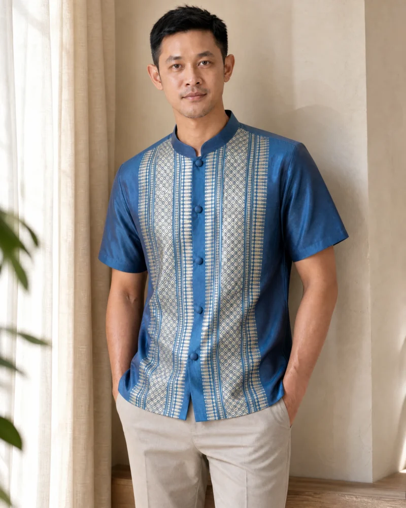 The Rungroj Thai Mandarin-Collar Shirt