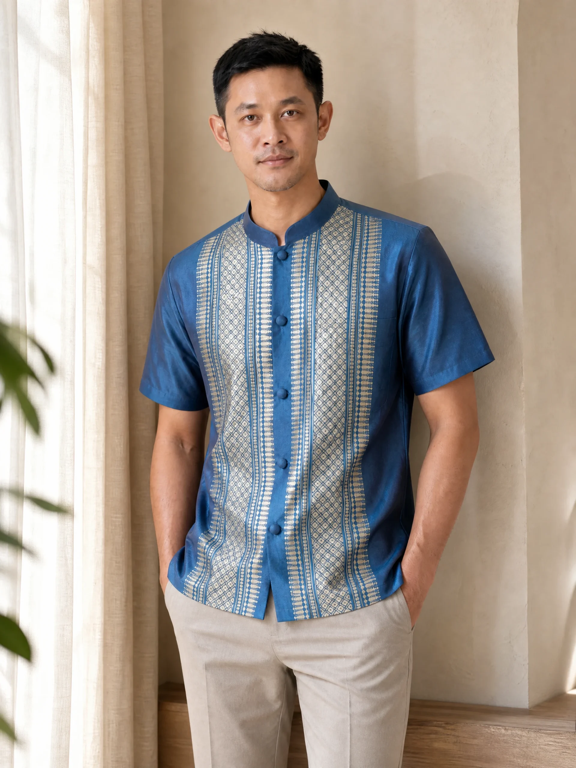 The Rungroj Thai Mandarin-Collar Shirt
