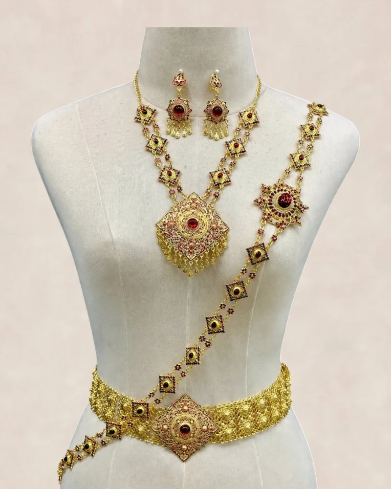 The Ratri Gold-Tone and Red Thai Bridal Jewellery Set
