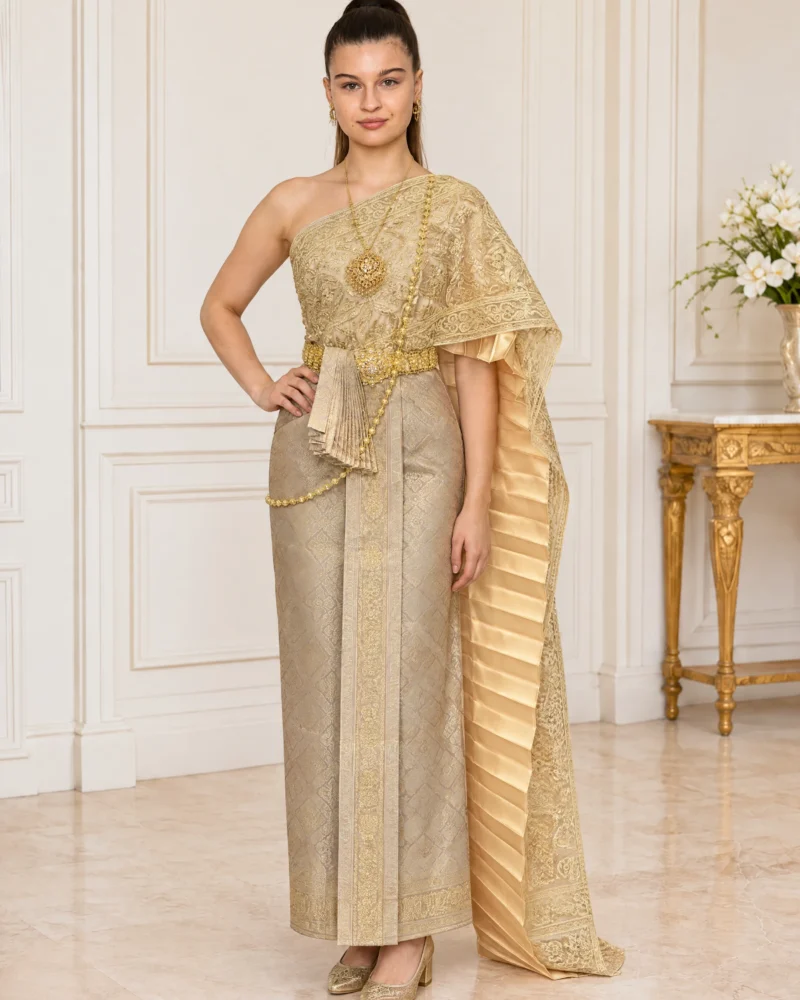 Kanika Gold Lace Sabai & Pha Thung Set