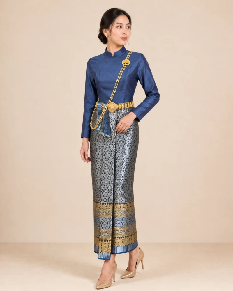 The Narisara Thai Boromphiman Blouse & Pha Sin Set