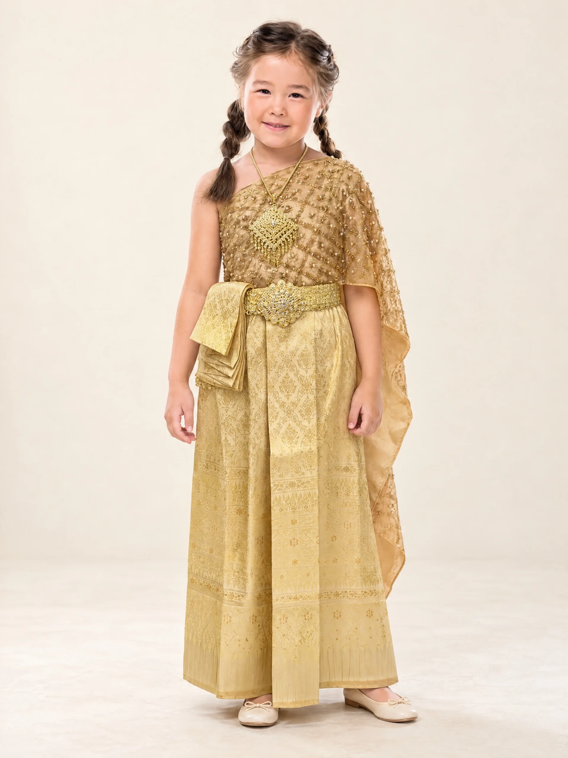 Kamonwan Girls' Pearl Sabai & Pha Thung Thai Set