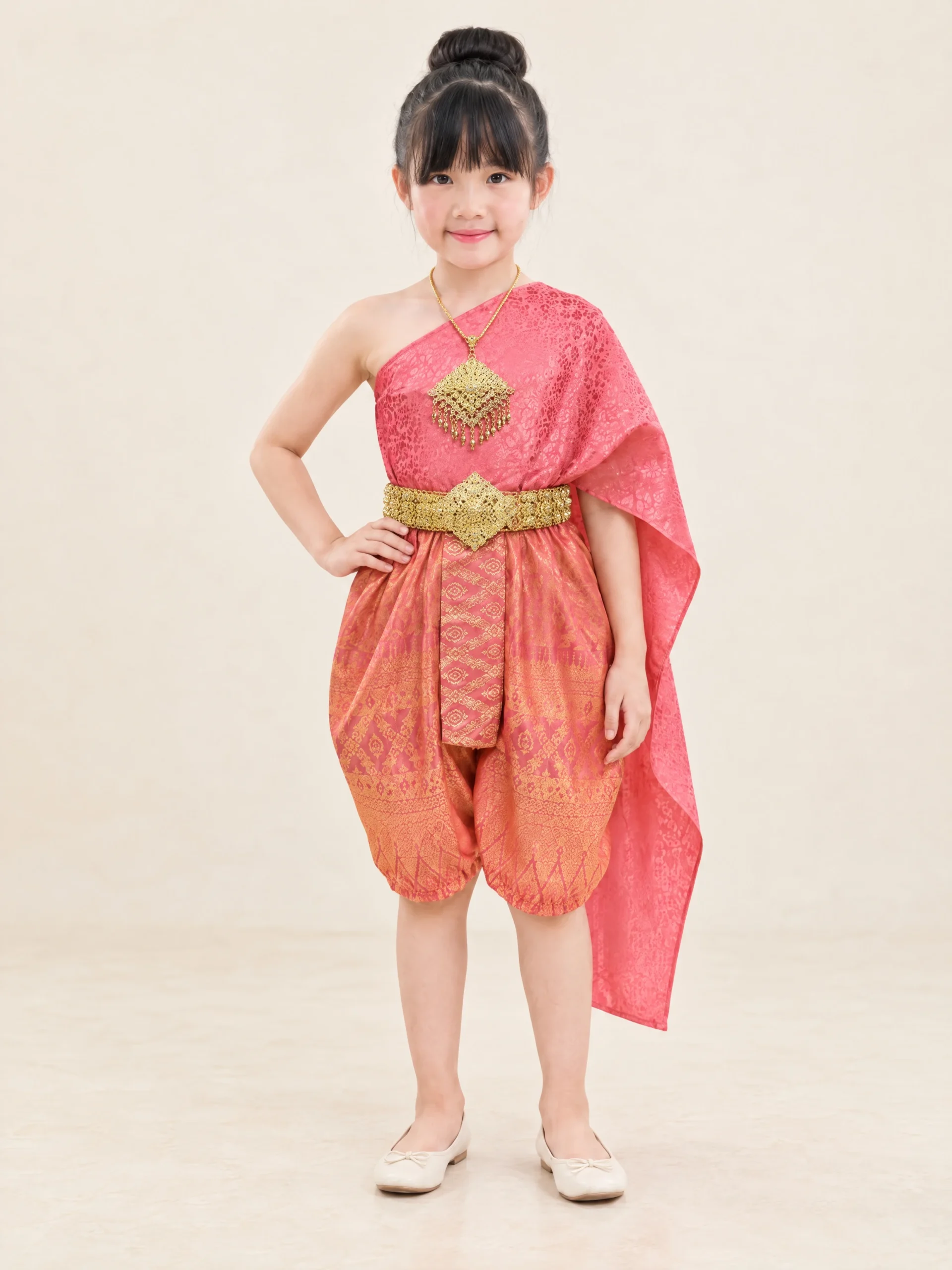 Nalinee Girls' Jacquard Sabai & Chong Kraben Thai Set