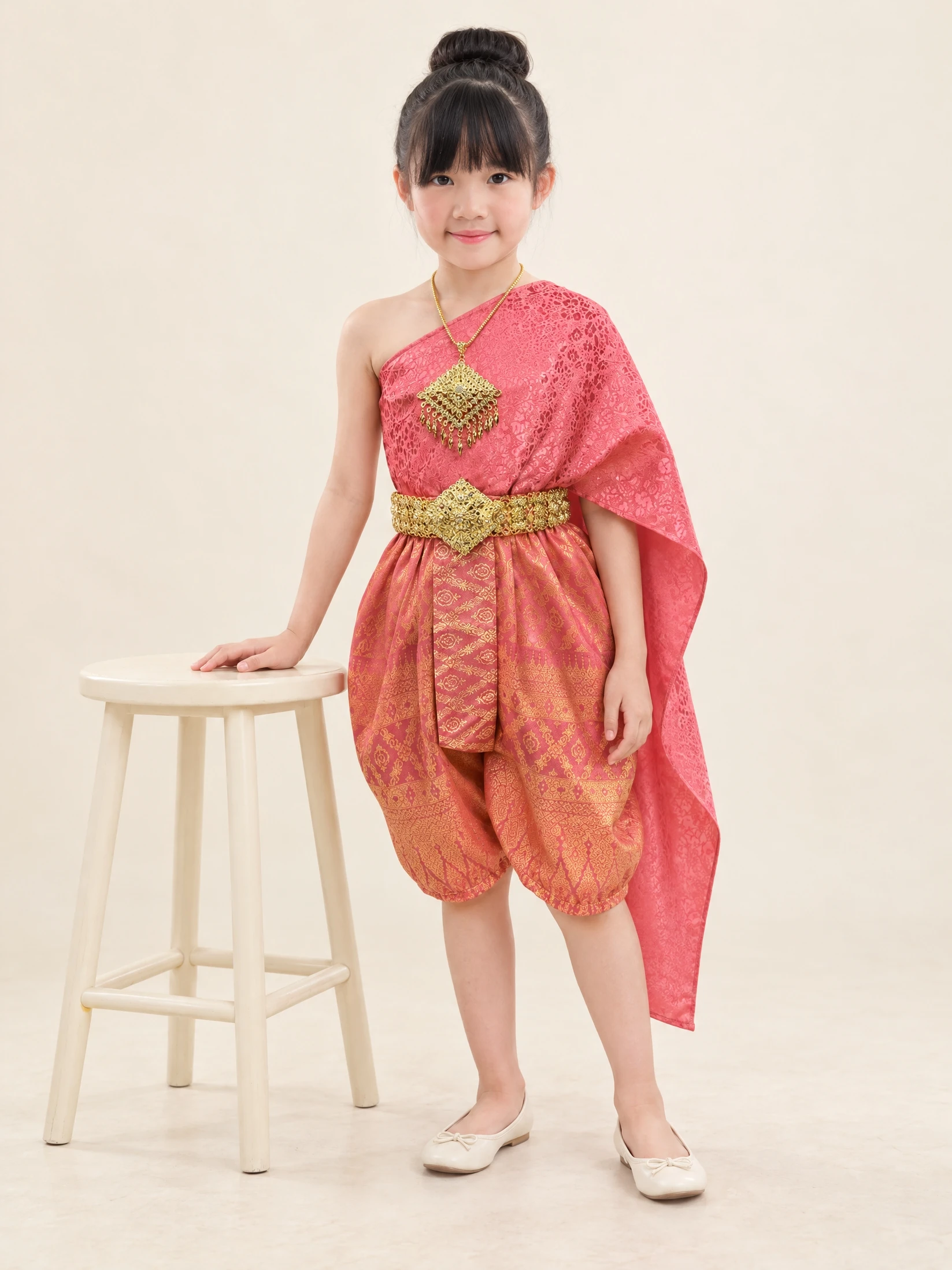 Nalinee Girls' Jacquard Sabai & Chong Kraben Thai Set - Image 2