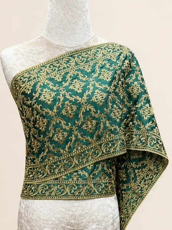 Green Lalinthip Floral Embroidered Thai Sabai — closer view