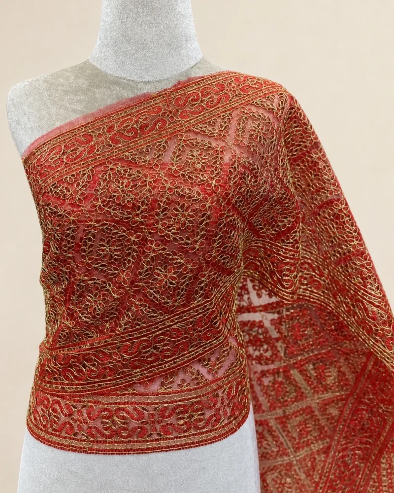 Red Mayuree Floral Lace Thai Sabai — closer view