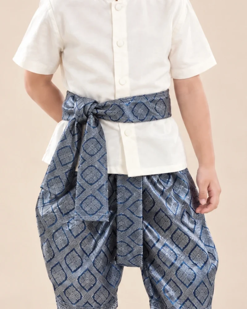 Anawin blue waist sash detail