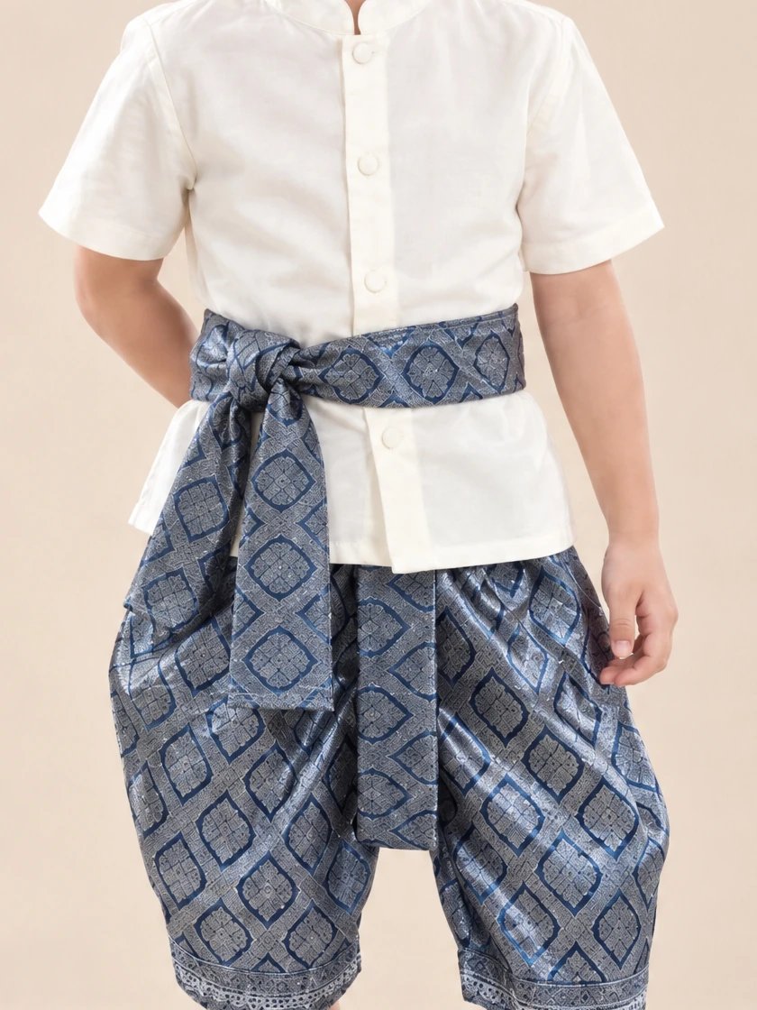 Anawin blue waist sash detail